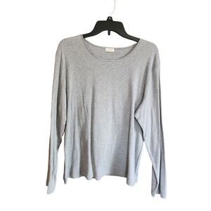 J.jill Gray Scoop Neck stretchy long sleeve top Womens Size M *Tiny Flaw*